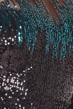 Long Sleeve Aztec Sequin Maxi Dress - Emerald Green by Goddiva