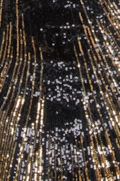 Long Sleeve Aztec Sequin Maxi Dress - Gold by Goddiva Plus