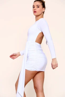Long Sleeve Drape Waist Mini Dress by Avinci