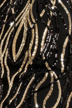 Long Sleeve Sequin Flame Maxi - Gold by Goddiva