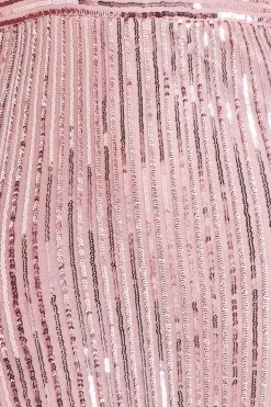 Long Sleeve Sequin V Wrap Maxi Dress - Blush by Goddiva
