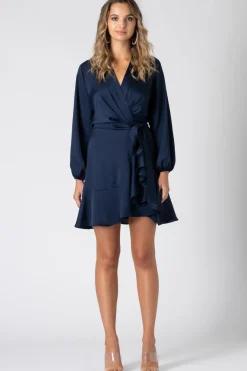 Long Sleeve Wrap Front Dress by Urban Touch