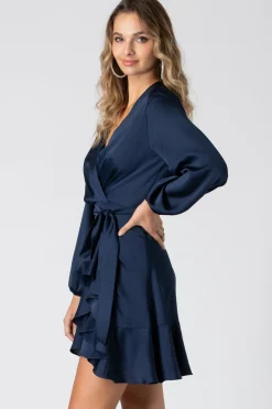 Long Sleeve Wrap Front Dress by Urban Touch