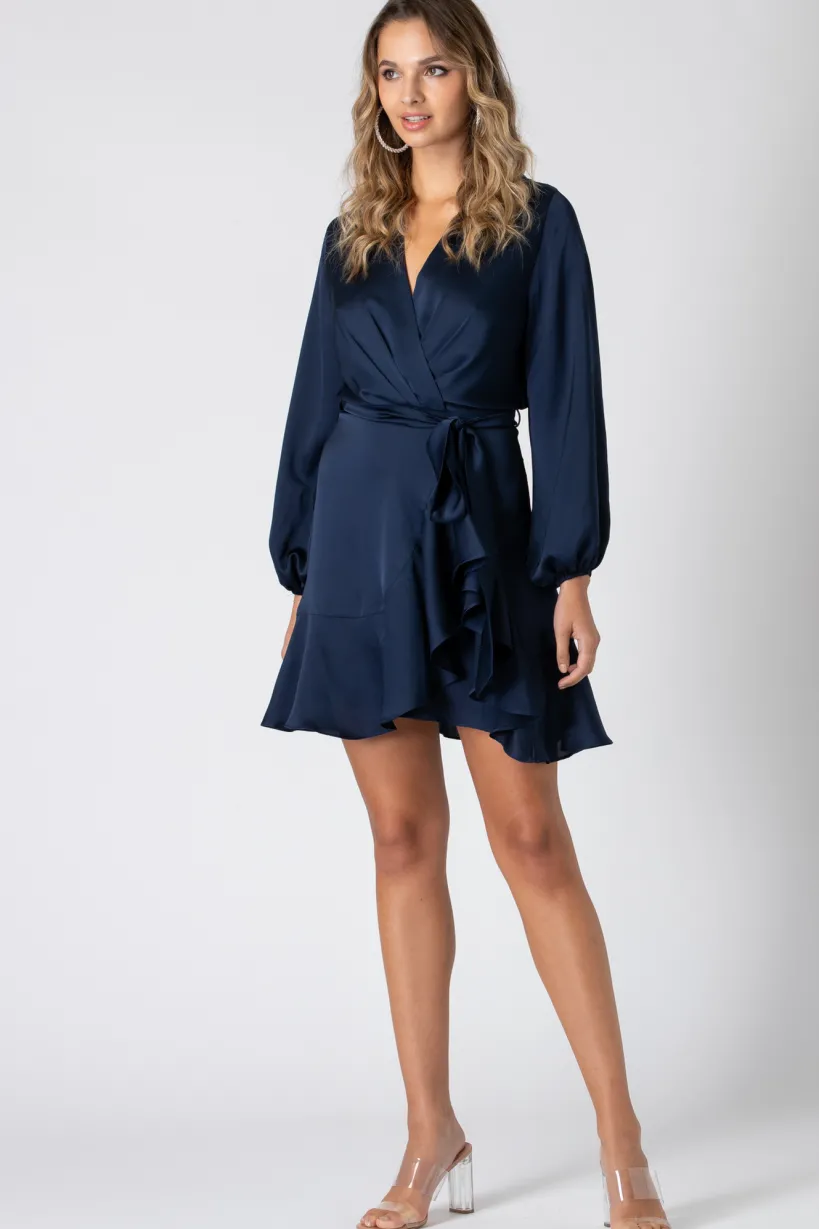 Long Sleeve Wrap Front Dress by Urban Touch