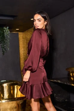 Long Sleeve Wrap Front Dress by Urban Touch
