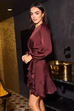 Long Sleeve Wrap Front Dress by Urban Touch