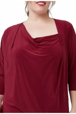 Loose Fit Midi Dress With Asymmetric Neck - Wine by Goddiva