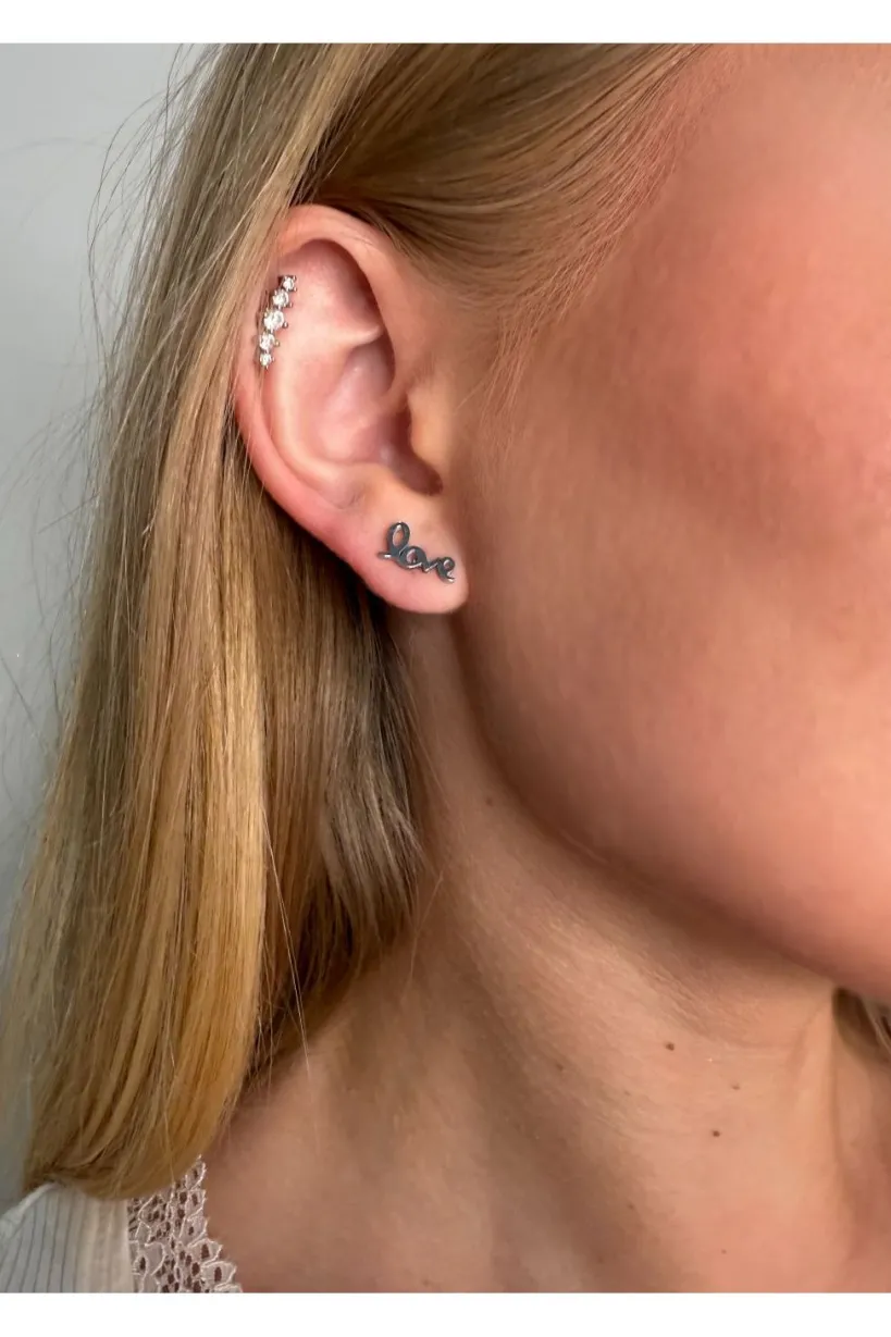 Love' Stud Earring In Silver by Last True Angel