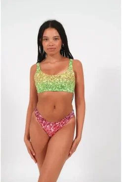 Low Rise Bikini Bottoms In Rainbow Glitter Print by Maribela