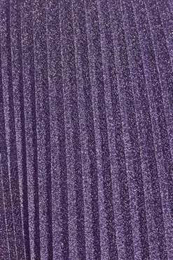 Lurex Halterneck Pleated Maxi Dress - Purple by Goddiva