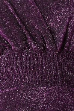 Lurex Wrap Style Jumpsuit - Magenta by Goddiva