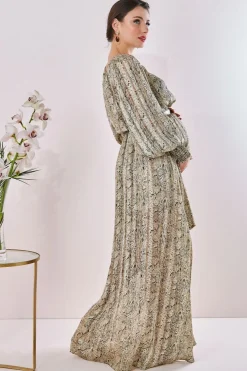 Maternity Chiffon Printed Maxi Snake Print by Goddiva