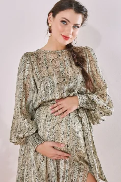 Maternity Chiffon Printed Maxi Snake Print by Goddiva
