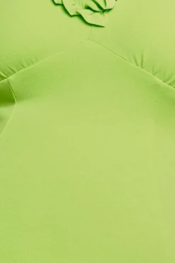 Maternity Flare Sleeve Frill Edge Midi Dress - Lime Green by Goddiva