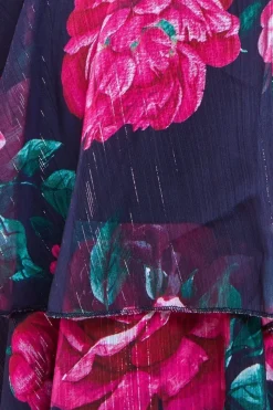 Maternity Layered Floral Midi Dress With Flutter Sleeves - Black Floral by Goddiva