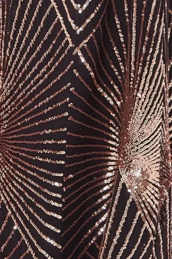 Maternity Starburst Sequin Maxi Rose Gold by Goddiva