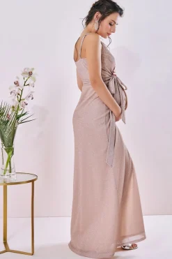 Maternity Wrap Spaghetti Strap Maxi - Blush by Goddiva