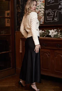 Maxi Slip Skirt In Black by Angeleye