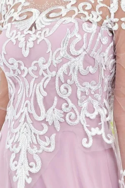 Mesh & Lace Embroidered Bodice Maxi - Blush by Goddiva
