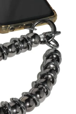 Metal Beaded Phone Strap - Black by Goddiva Accessories
