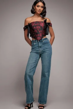Mid Wash Straight Leg Denim Jeans - Blue by Goddiva denim