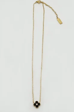 Mini Clover Necklace In Gold Black - Gift Boxed by SVNX