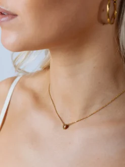 Mini Crystal Heart Necklace In Gold - Gift Boxed by SVNX