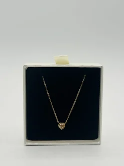 Mini Crystal Heart Necklace In Gold - Gift Boxed by SVNX