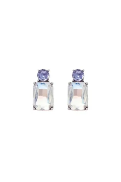 Mini Gem Earring Silver Clear & Lilac by Last True Angel