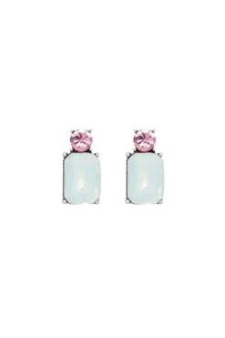 Mini Gem Earring Silver In Opal & Soft Pink by Last True Angel