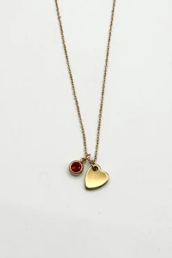 Mini Heart & July Birthstone Necklace In Gold - Gift Boxed by SVNX