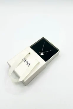 Mini Heart & July Birthstone Necklace In Silver - Gift Boxed by SVNX