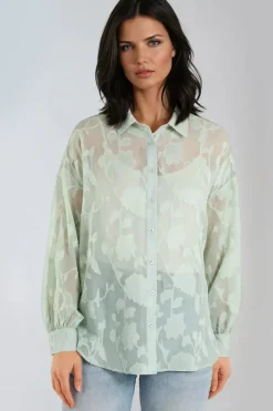 Mint Sheer Floral Shirt by Aftershock London