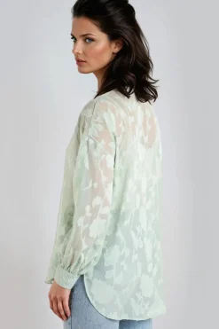 Mint Sheer Floral Shirt by Aftershock London