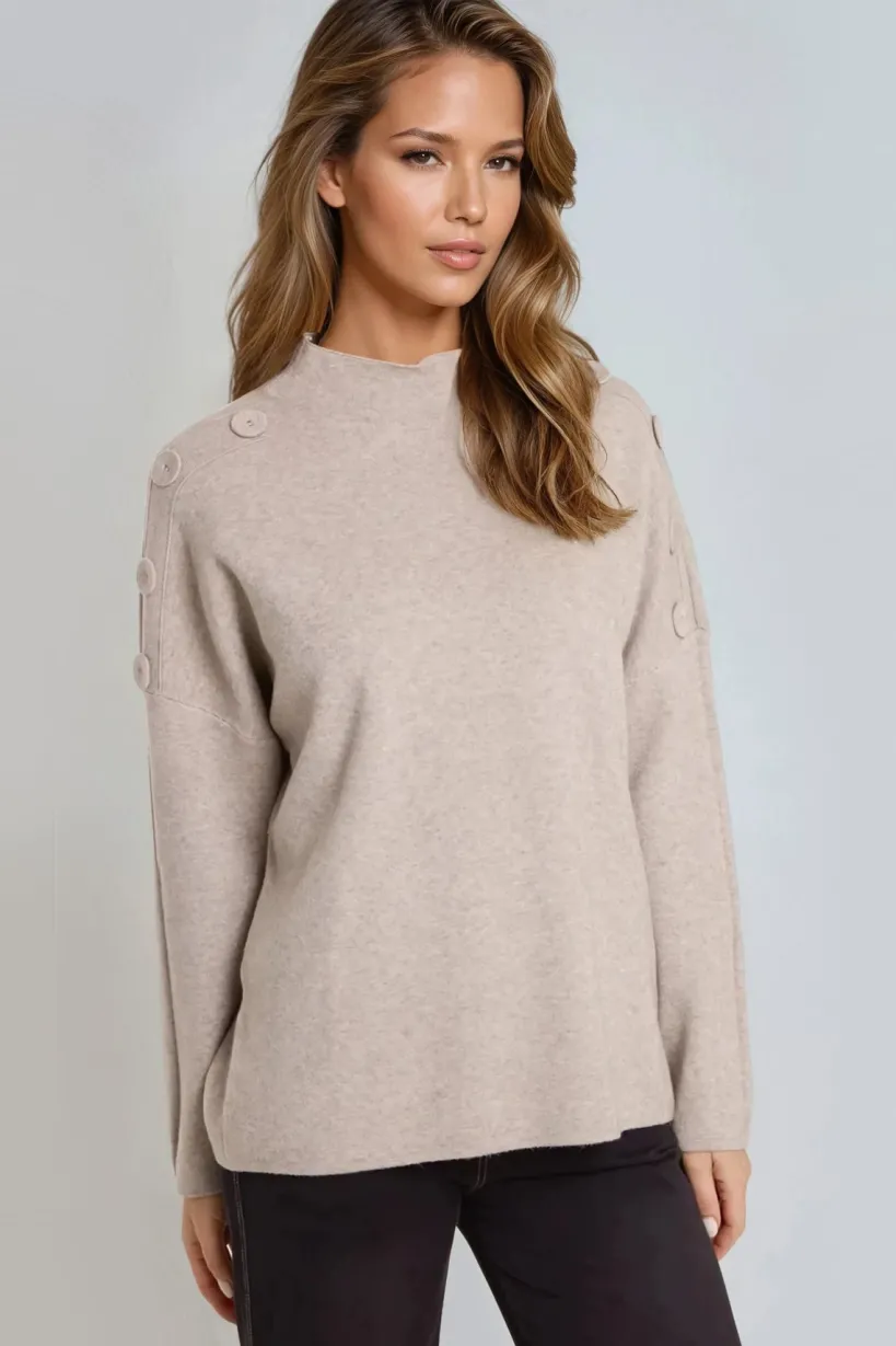 Mocha High Neck Jumper by Aftershock London