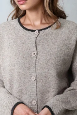 Mocha Wool Blend Contrast Edge Cardigan by Aftershock London