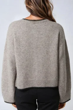 Mocha Wool Blend Contrast Edge Cardigan by Aftershock London