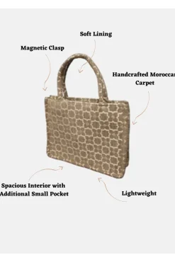 Moroccan Geometric Print Fabric Tote Bag In Grey by Berber Leather