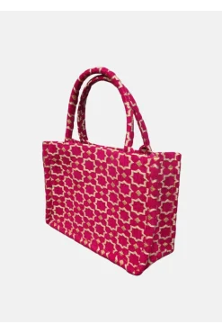 Moroccan Geometric Print Fabric Tote Bag In Pink by Berber Leather