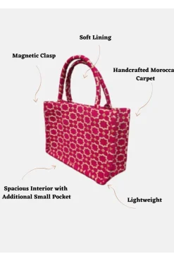 Moroccan Geometric Print Fabric Tote Bag In Pink by Berber Leather