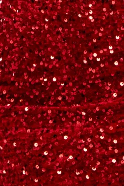 Multi Sequin & Velvet Bardot Midi Dress - Red by Goddiva