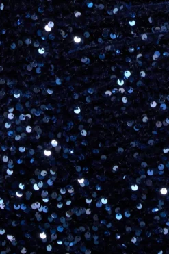 Multi Sequin & Velvet Bardot Midi Dress - Navy Blue by Goddiva