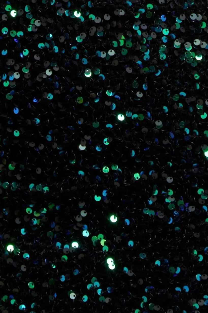 Multi Sequin & Velvet Bardot Midi - Emerald Green by Goddiva