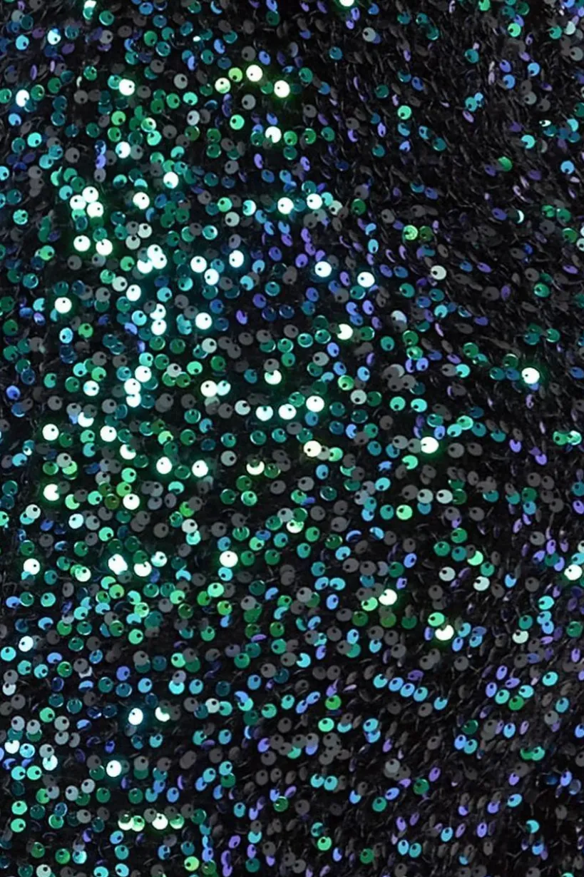 Multi Sequin Velvet Bodycon Mini - Emerald Green by Goddiva