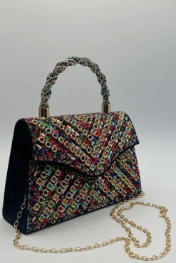 Multicolour Embellished Top Handle Bag by SVNX