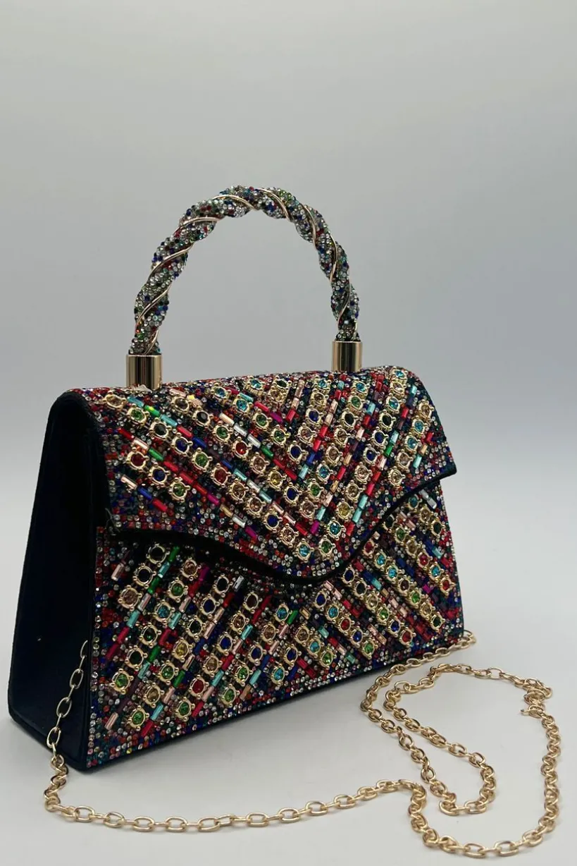 Multicolour Embellished Top Handle Bag by SVNX