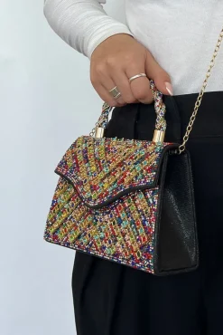 Multicolour Embellished Top Handle Bag by SVNX