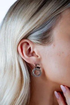 Multi-Layer Circle Stud Earrings In Silver by SVNX