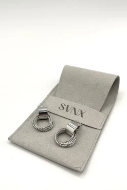 Multi-Layer Circle Stud Earrings In Silver by SVNX
