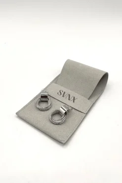 Multi-Layer Circle Stud Earrings In Silver by SVNX